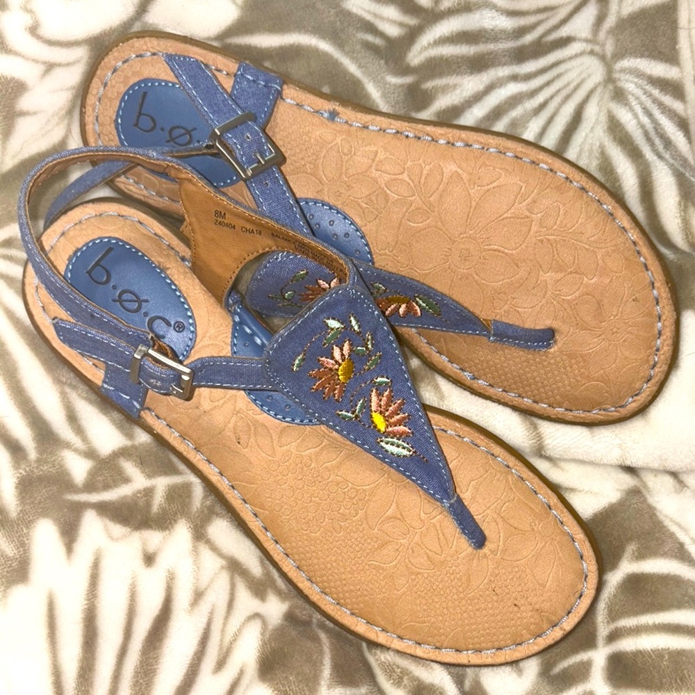 B.O.C. Women's NEW Blue Embroidered Sandals, Sz 8